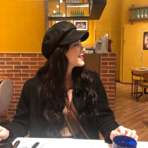 Rosex Tangk Japanese octagonal hat children duck tongue British Korean tide autumn and winter Joker leather hat beret tide