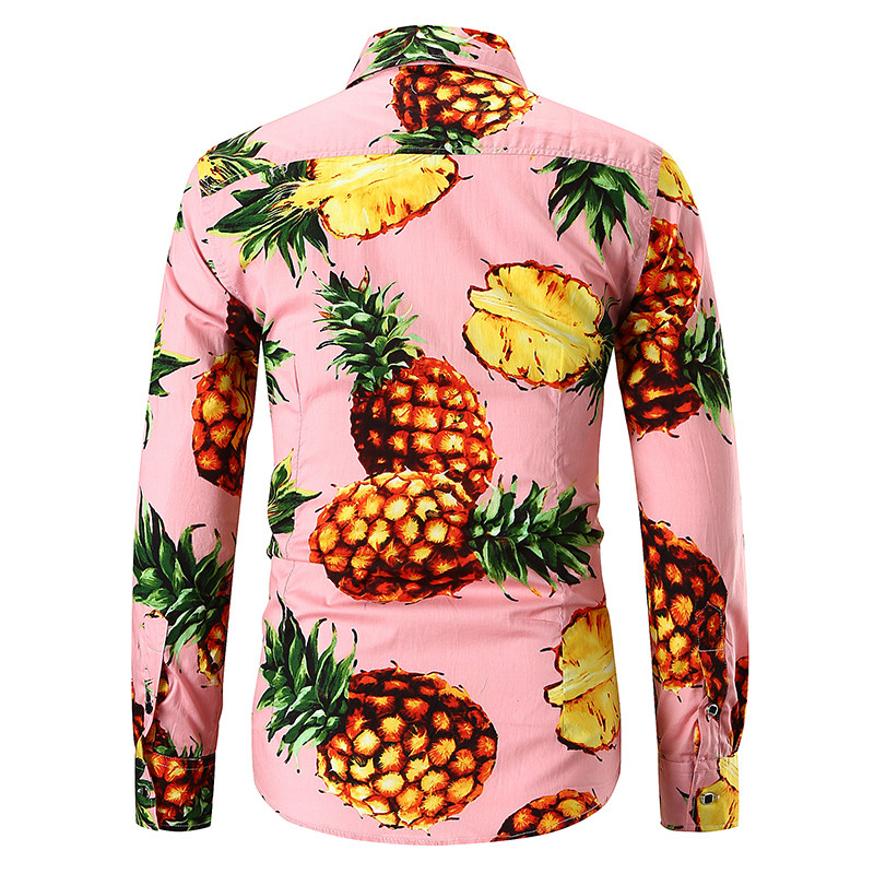 2018欧码新款秋冬长袖亚马逊爆款菠萝印花男士衬衫衬衣 c52 p27 - 17