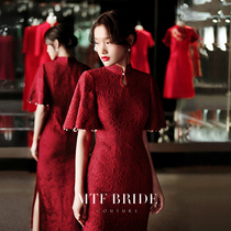 Mantingfang (Begonia Chun) toast bridal cheongsam 2021 new wedding engagement red dress winter