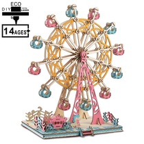 Qixi Festival gift 3d wooden three-dimensional puzzle Ferris wheel Net red tremble sound with hand-made DIY material