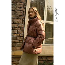 solighter collar loose long down jacket padded winter coat