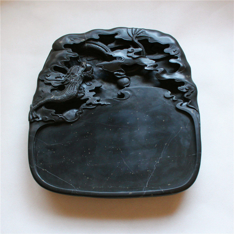 金星砚鲁砚精品 精雕羲之砚《飞龙》手工赏石摆件历史名砚收藏品