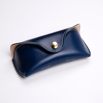 kamo produced sea blue New Jubilee hip leather multi-fat tanning hand-stitched glasses case Ray-Ban handmade