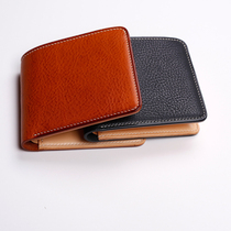 kamo pure hand seam Italian Minerva Box soft vegetable tanning money clip hand sewn short money clip