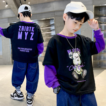 Children's clothing Boys' spring clothes and sweat clothes Chunqiu 2022 new Chinese children fashionable spring handsome blow up street clothes