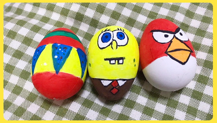 彩色鸡蛋儿童涂色益智玩具鸡蛋 仿真绘画涂鸦蛋实木蛋儿童手工diy