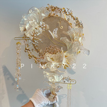 pinky22 - step Ginkgo Leaf Chuo Fan high - end custom finished material package for wedding bride