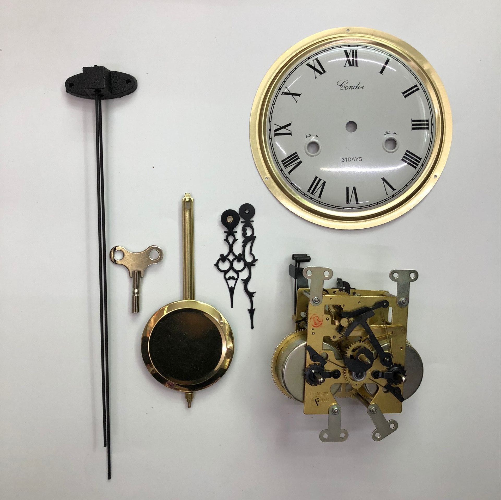 北极星31天机械座钟挂钟机芯发条式钟表diy全套配件上弦立钟零件