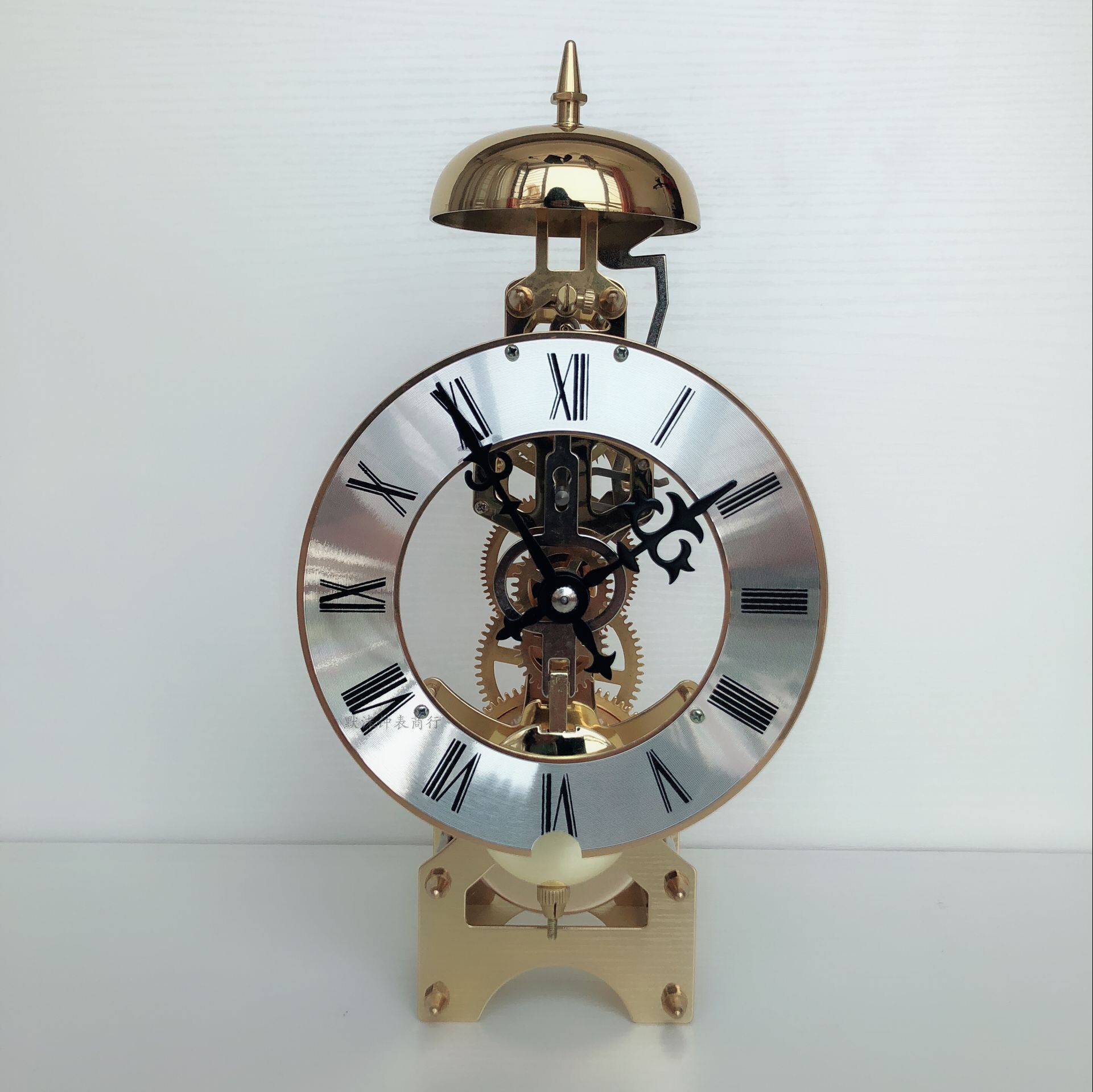全铜台钟镇宅客厅欧式桌钟老式报时上发条实木机械座钟机芯