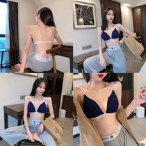 Small chest black mini with beautiful back sexy underwear ultra-thin breathable pure cotton front buckle triangle cup thin tide