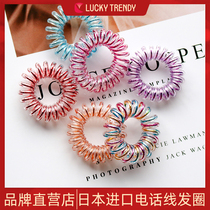 Japanese imported telephone line hair rope Hairband female size thick simple cute tie hair rubber band headwear no trace