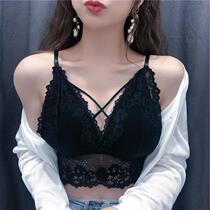European and American black outside wear sexy breast lace bra bra top bungeback wrap chest sling underwear beauty back ins tide