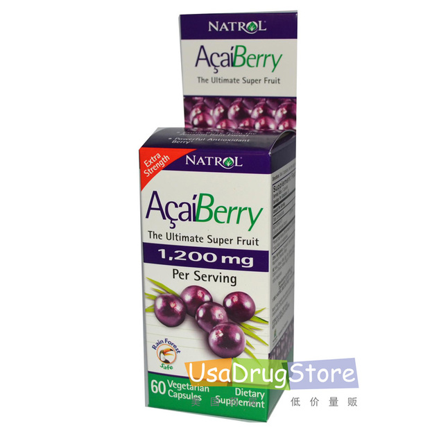 国内现货美国natrol acai巴西莓精华1200mg60粒抗衰老抗氧化瘦身