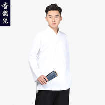 Champagpie's Spring and Summer Quan Cotton Shirt V-Collar T-shirt Chinese Feng Zen Shirt Tang costume
