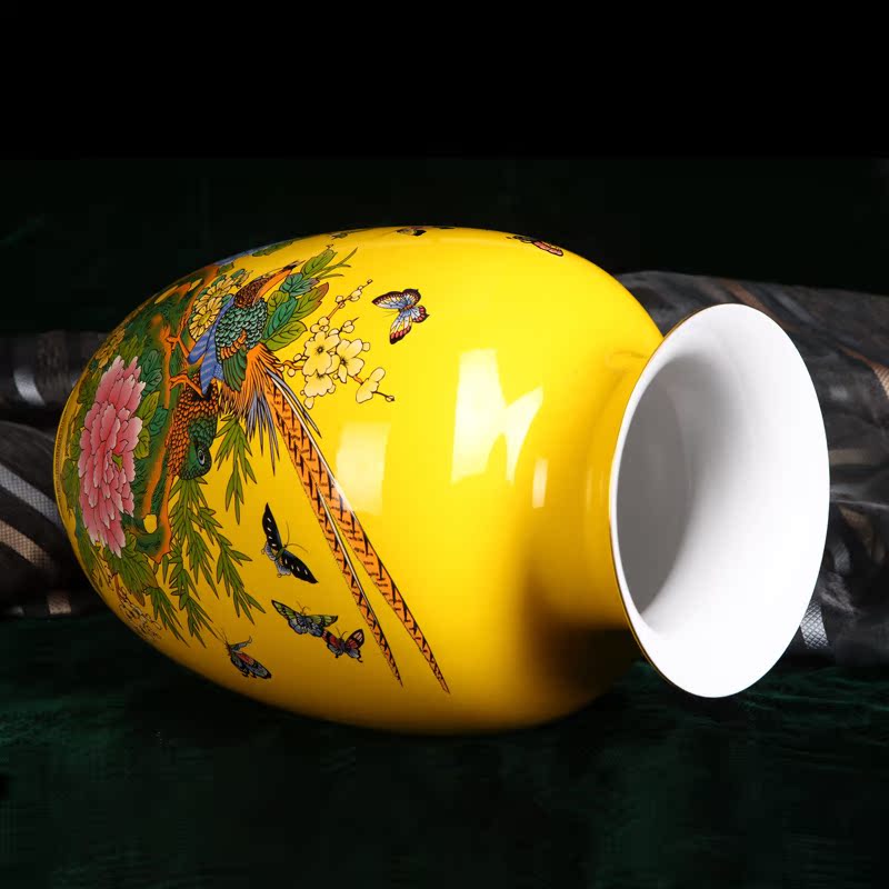 The Source of datang palace yellow porcelain vase splendid future home decoration ceramic furnishing articles birthday gift