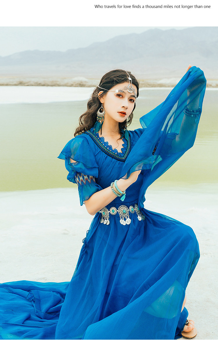 西域风情古装表演沙漠裙子异域风情服装舞蹈古装西域仙婚纱照敦煌