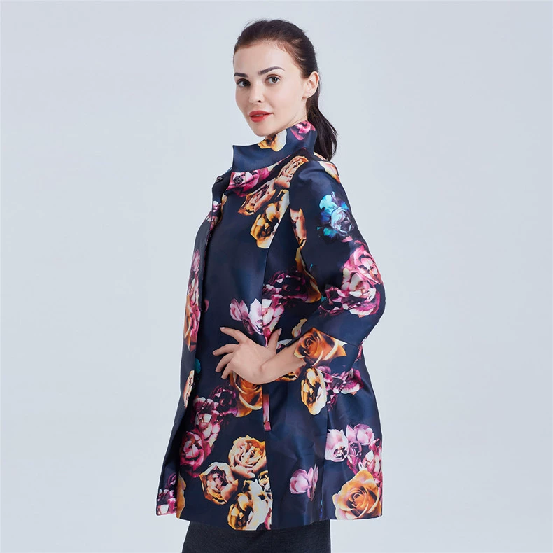 Meiermei meiermei thương hiệu quần áo phụ nữ quầy thời trang giản dị in lỏng áo khoác áo khoác gió mùa thu và mùa đông - Trench Coat