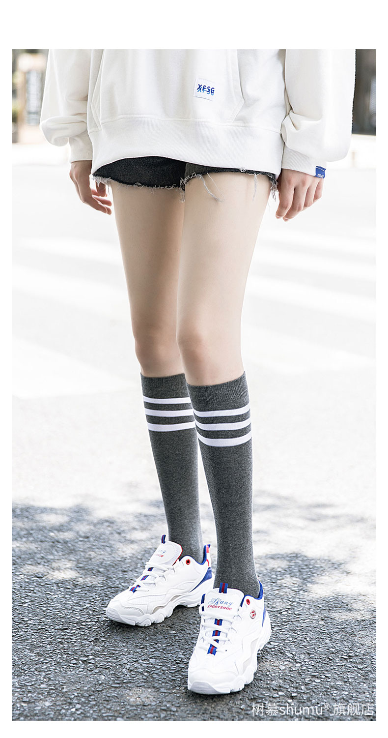 三杠学生袜子女长袜条道足球长筒高腰条子原宿半截条袜3条纹外穿