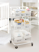 Snack storage rack storage living room Net red Second floor floor storage multi-layer movable finishing trolley wheel