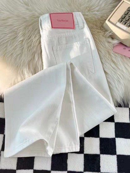 Yi Erkang White High High Waist Wide Leg Jeans for Women 2025 Spring and Autumn New Small Person Casual Slim Straight Narrow 버전 Yi Erkang White High High Waist Wide Leg Jeans for Women 2025 Spring and Autumn New Small Person Casual Slim Straight Narrow 버전