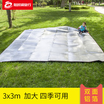 Travel with time outdoor 3X3 meters plus thick moisture-proof pad double-sided aluminum film multi-person camping waterproof grass mat