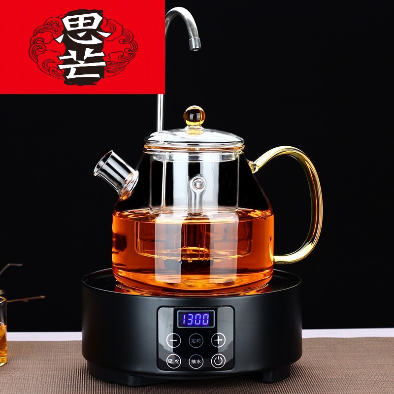 Thinking mans full glass tea steamer cooking pot with automatic water on water and electricity steam TaoLu heat - resistant glass teapot