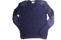 Military Van exports the remaining autumn and winter V territorial sea blue shoulder button cloth coat sweater   coat   non - British France   France