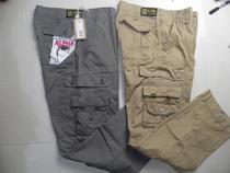 Daily single surplus goods military brand pure cotton pure color washed old 9 bags multi-bag overalls pants military fan pants 2 color defects