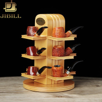 JIBILL Beech Twelve Rotating Pipe Rack All solid wood pipe collection and display 360-degree rotating pipe rack