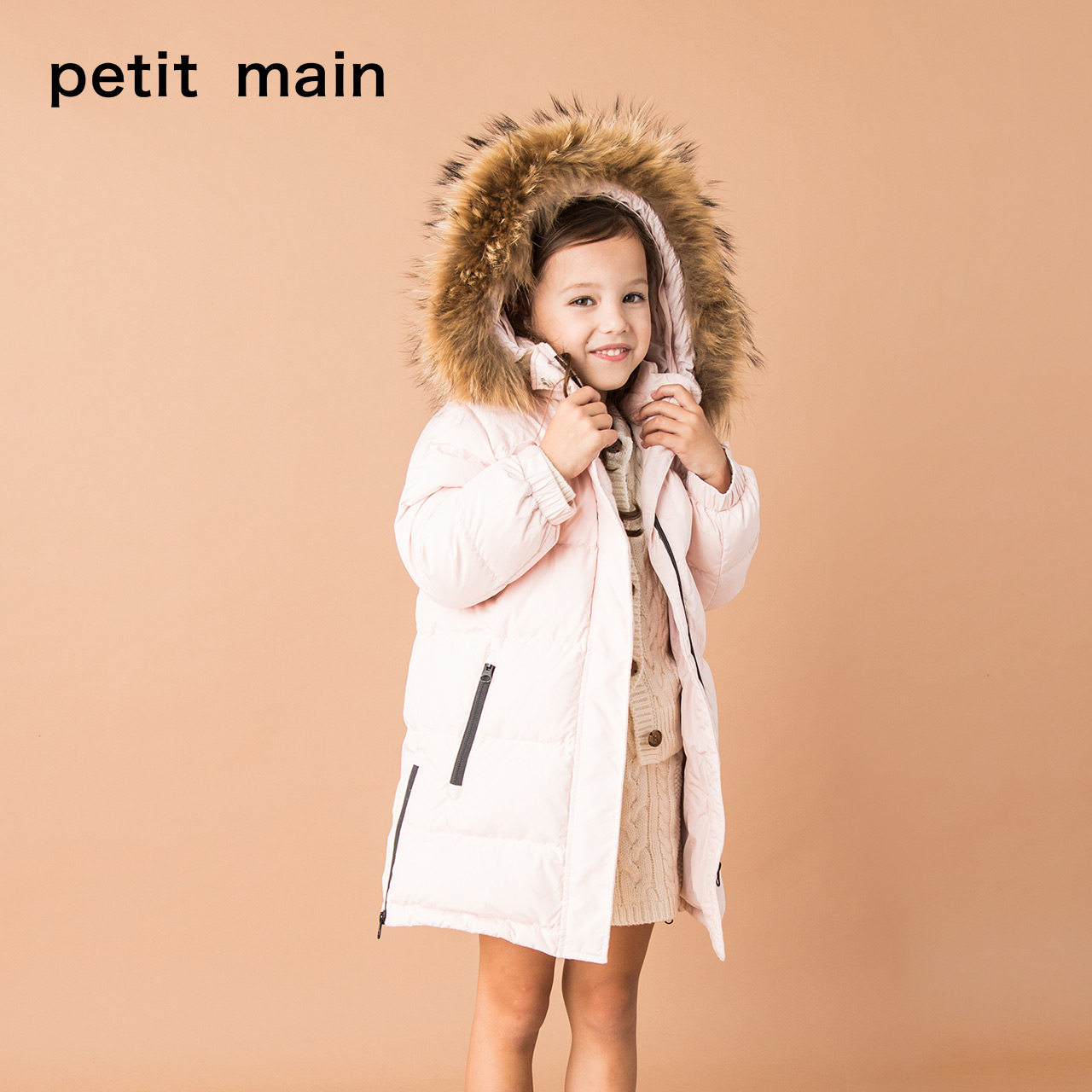 双11预售 日本 petitmain 貉子毛领 90%鹅绒 极寒系列 儿童羽绒服 ￥429包邮（需60元定金）90~140码2色可选