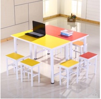 Kindergarten Handmade Table Elementary And Middle School Students Class Table And Chairs Tutoring Training Course Desks Rectangular Color Combined Fine Arts Table