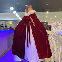 Bride wedding Xiuhe dress Wool shawl cape Wedding dress Wool collar cape long winter Chinese style cabinet dress red