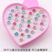36 childrens diamond ring a box of Snow White Yeloli diamond ring girl ice - chic crystal color gift