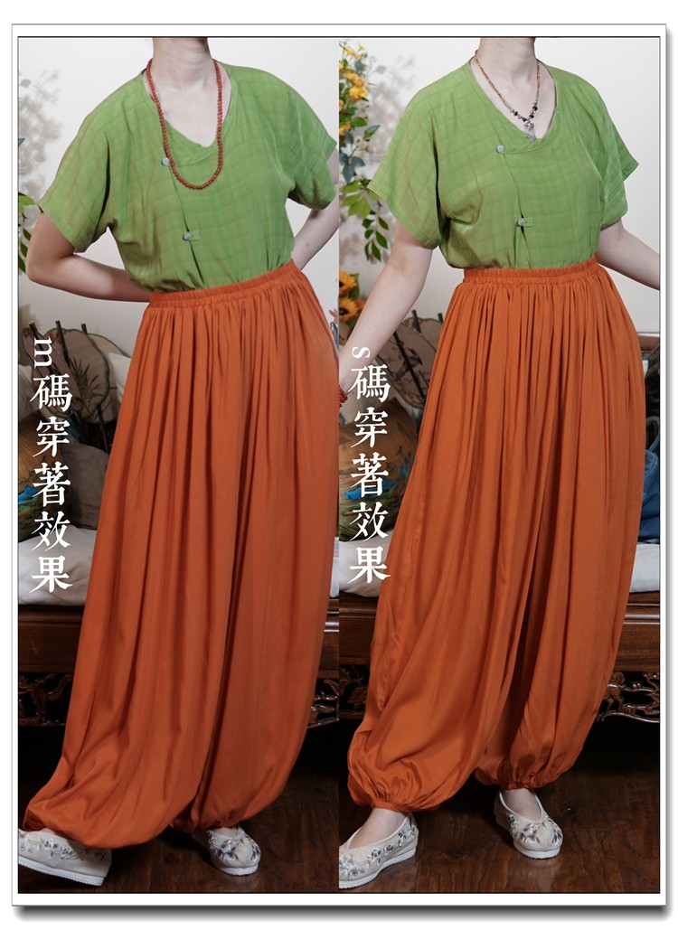 汉服裤装 仿汉服灯笼裤阔腿脚东汉元素松紧腰带兜口袋人棉衬裤夏薄款魏晋制