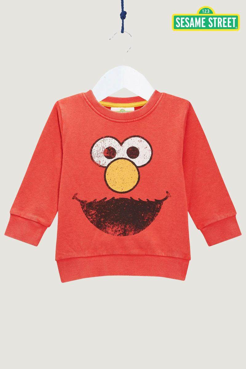 现货英国next正品男童红色芝麻街图案薄款卫衣3-6周岁中童卫衣_不打折