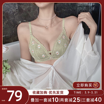 Chicks Chrysanthemum Slim underwear Female small breasts Coalless Steel Ring Adjusted Bra Sexy Lace Summer Breathable Bra
