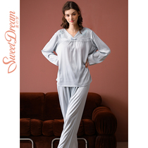 Dream spring and summer thin sexy lace princess wind simulation silk pajamas female summer ice silk home clothes two-piece