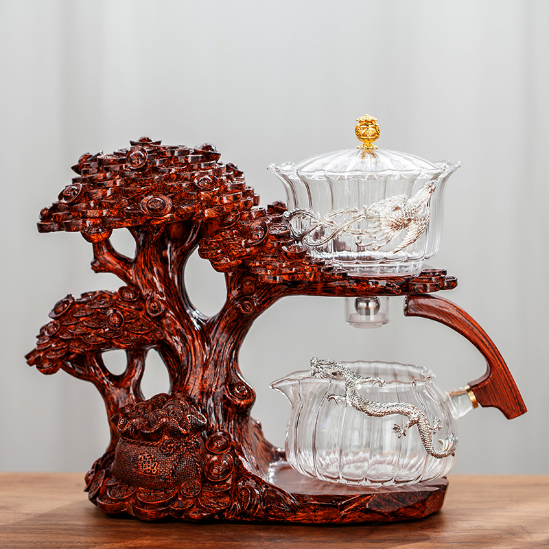 Shake Money Tree Fully Automatic Kongfu Tea With Sloth Glass Teapot Suction Cup Suction Cup for Home Tea Cup minimalist-Taobao