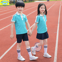 Kindergarten Landscaped Summer Clothing Short Sleeve Suit Blue College Wind Kids School Uniforms Graduation Photos Elementary School Students Class summer