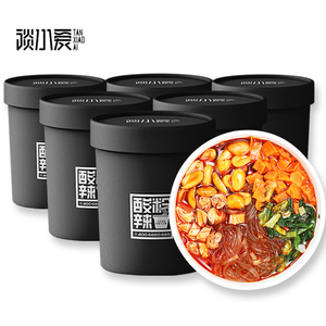谈小爱酸辣粉6桶装 小黑桶整箱正品网红重庆正宗方便速食红薯粉丝