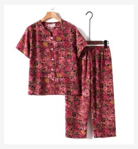 Summer clothes for middle-aged and elderly womens mid-sleeve sets Grandma clothes for mothers over the age of 60 Clothes worn by 70 elderly people