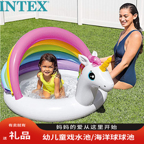 INTEX Childrens ocean ball pool fence Indoor childrens inflatable toy Bobo pool baby color ball game house