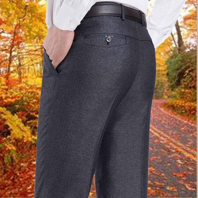Dad's western pants autumn and winter Plush thickened middle-aged men's wear middle-aged and elderly men's casual pants loose outer wear Dad's western pants autumn and winter Plush thickened middle-aged men's wear middle-aged and elderly men's casual pants loose outer wear