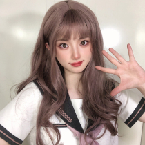 Wig women's long hair natural full hood long curly hair big wave air bangs simulation human hair hair wig cover