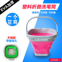 Candy color thickening super soft anti-aging foldable silicone telescopic square bucket art gouache paint brush bucket