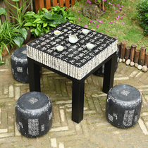 Imitation stone courtyard garden outdoor terrace stone bench stone table combination outdoor rooftop yard kung fu coffee table