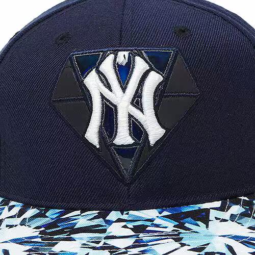 韩国-mlb洋基队棒球帽成人儿童遮阳帽 花帽檐ny平檐帽调节款