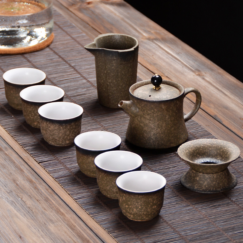 Teapot teacup set ceramic home a whole set of kung fu tea set contracted coarse pottery tea tea office to receive a visitor