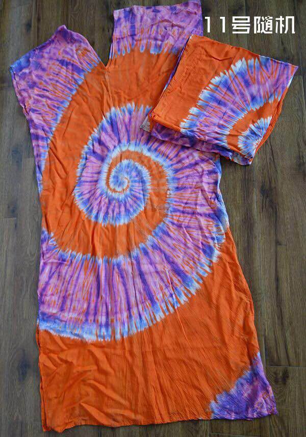 幻想泰国纯手工扎染连衣长裙宽松袍子