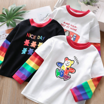 Childrens base shirt 2021 Autumn New Korean version of female baby girl round neck cartoon coat kid Joker long sleeve T-shirt